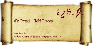 Örsi János névjegykártya
